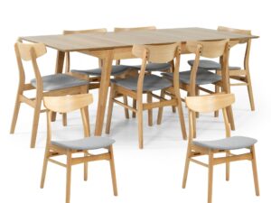 Divano 9pc Cusco Dining Set with Extendable Table and 8 Scandinavian Style Chairs